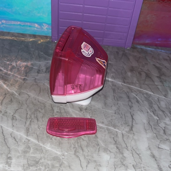 Vtg Barbie doll Computer Keyboard monitor Secret Messages 2000 diorama pink - Picture 4 of 4
